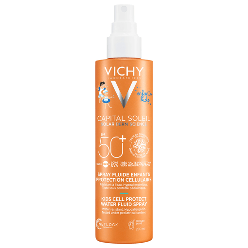 El protector solar en spray Kids Cell Protect de Vichy es perfecto para cuidar la piel de los mas pequeños. Tiene una protección de FPS50 y es apto para las pieles sensibles.
