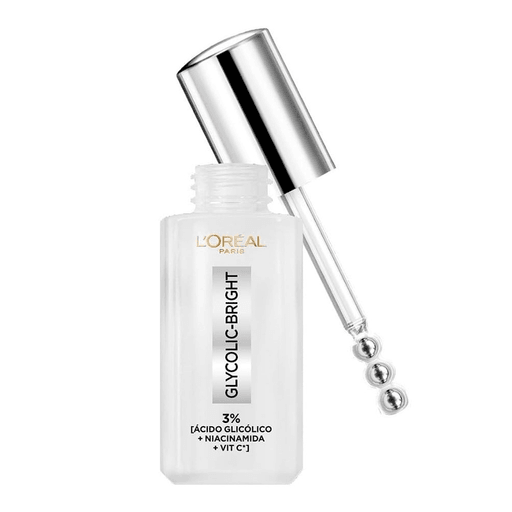 Glycolic Bright, es la línea de L'Oreal inspirada en la ciencia de productos profesionales para reducir manchas. Este sérum de ojos antiojeras está compuesto por ácido glicólico, niacinamida y vitamina C, una fórmula más potente que reduce ojeras creando una mirada más radiante.