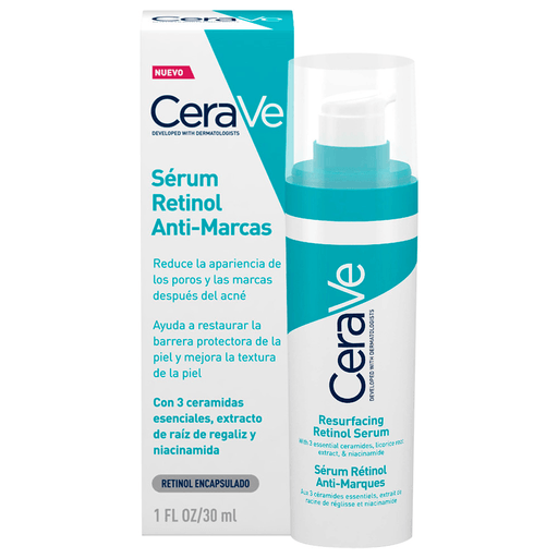Sérum Retinol Antimarcas de CeraVe ayudará a que tu piel se vea más rejuvenecida, humectada, con una reducción de líneas finas y arrugas.