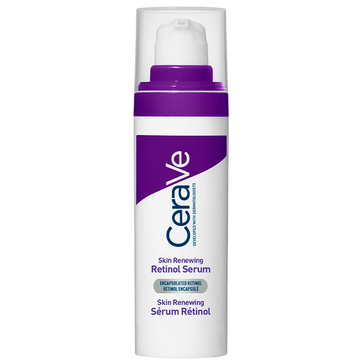 CeraVe Skin Renewing Retinol Serum es un sérum con retinol de uso diario que es suave pero eficaz y proporciona una variedad de beneficios antienvejecimiento. Está formulado con ingredientes que proporcionan una hidratación extra, ayudan a calmar, retener la humedad y restaurar la barrera protectora de la piel.