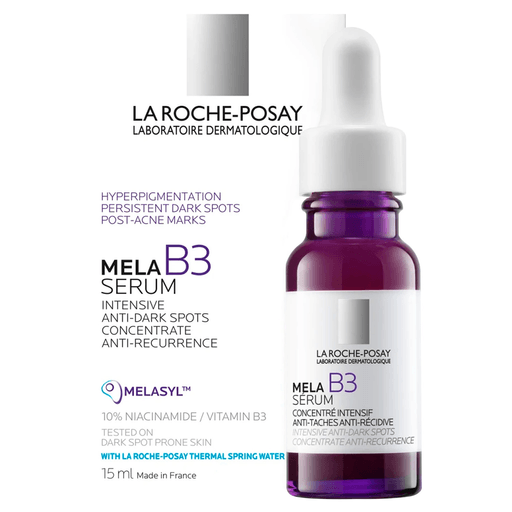 Sérum concentrado intensivo antimanchas y antireaparición. Cuenta con tecnología Melasyl™, una molécula patentada por La Roche-Posay con acción intensiva despigmentante.