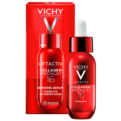 Liftactiv Collagen Specialist 16 Bonding Serum es el primer sérum de Vichy con tecnología Co-Bonding para potenciar el colágeno y corregir 16 signos de la edad.