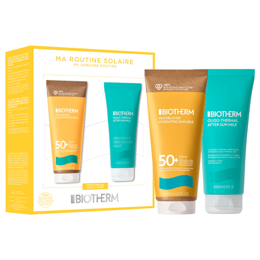 Con este set Biotherm Waterlover Leche Solar Hidratante SPF50+ y Oligo-Thermal After-Sun tu piel estará protegida e hidratada de los daños causados por el sol.
