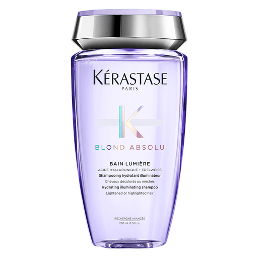 La fórmula ligera del shampoo contiene una infusión de ácido hialurónico ideal para el cabello rubio claro o gris.