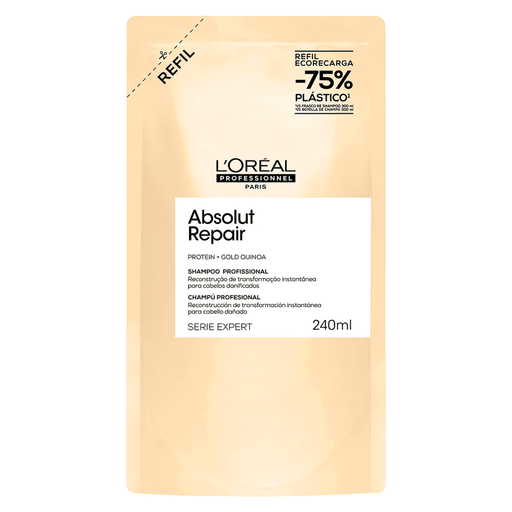 El shampoo Absolut Repair ofrece la mejor experiencia de reparación profesional para el cabello dañado y sobre-procesado.