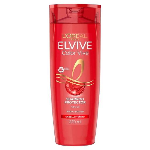 Tu cabello teñido o con mechas protegido con este shampoo L'Oréal Elvive Color Vive. Su composición mantiene la intensidad del color, acondiciona intensamente y cuida el cabello gracias a su concentrado nutritivo y a los filtros UVA/UVB que hacen que el cabello luzca reavivado y brillante.