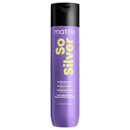 Shampoo que neutraliza los tonos amarillos indeseados para un cabello con canas, o rubio muy claro, más brillante y saludable.