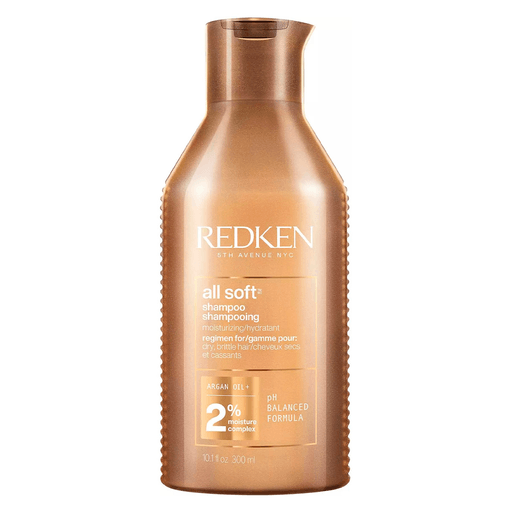 Shampoo Redken All Soft nutritivo para cabello seco y quebradizo.