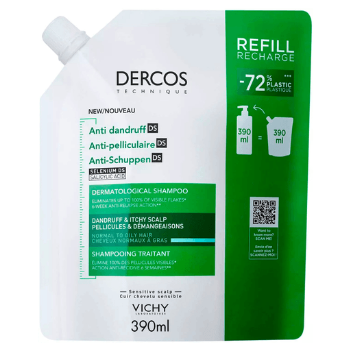 Shampoo tratamiento anticaspa que regula el microbioma y elimina el 100% de las partículas visibles. Vichy Dercos Anticaspa es ideal para hombres y mujeres que sufren de caspa y/o de picazón.