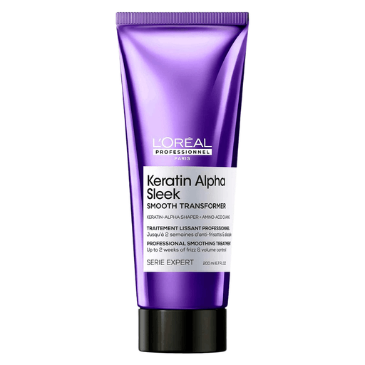 El tratamiento Smooth Transformer Keratin Alpha Sleek transforma la fibra capilar para lograr un cabello hasta 5 veces más suave, con mayor control del frizz y reducción del volumen. Su fórmula con Moldeador Alfa-Queratina y cadenas de aminoácidos ayuda a disciplinar el cabello, aportando brillo, suavidad duradera y movimiento natural.