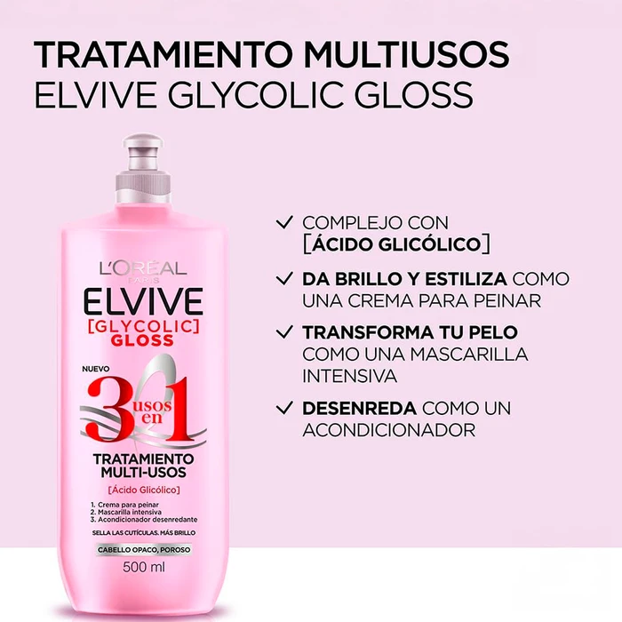 ELVIVE GLYCOLIC GLOSS CREMA DE TRATAMIENTO MULTI-USOS 500 ML
